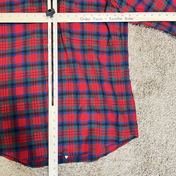 Vintage Pendleton Flannel Shirt Mens M Red Gr Royal Stewart Plaid Wool Button Up - Picture 5 of 5